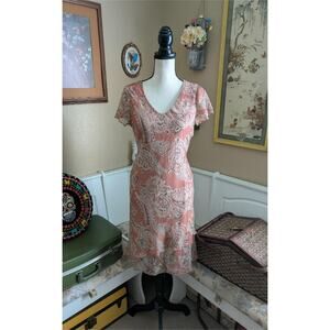 Vintage 1990s/Y2K LA Los Angeles Girl Crinkle Paisley Flutter Sleeve Midi